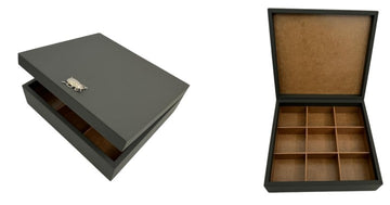 Caja de té gris de piel